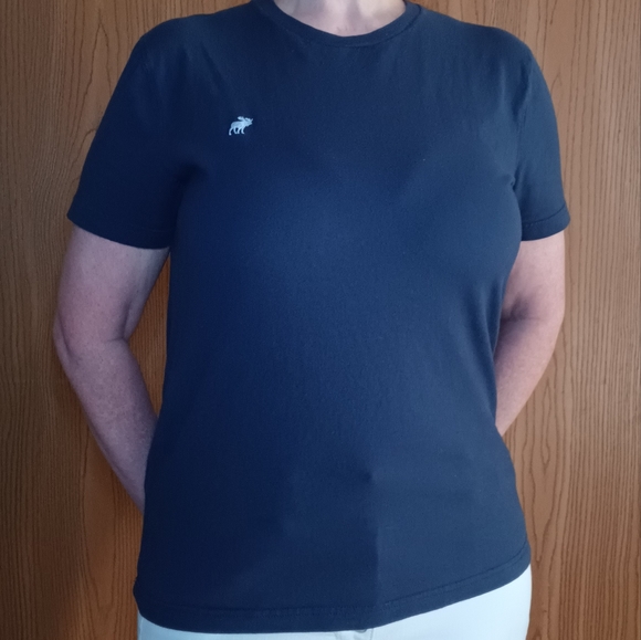⬇️ Clearance Abercrombie & Fitch Navy w/ Light Blue Moose Short Sleeve T Shirt - Picture 10 of 10